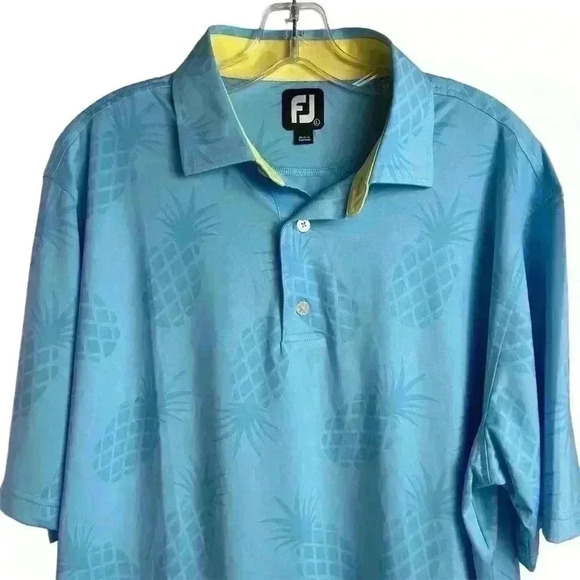 FootJoy Men's Pineapple Polo Shirt Blue Size L Limited Edition Casual - Picture 8 of 16